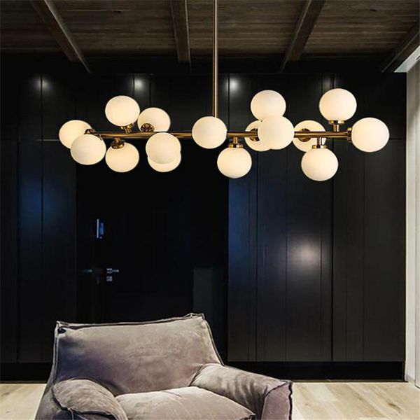 

l12-gold/black magic bean pendant lamp dna numerator glass ball chandelier lighting g4 led bulbs for dining living room bedroom - l12
