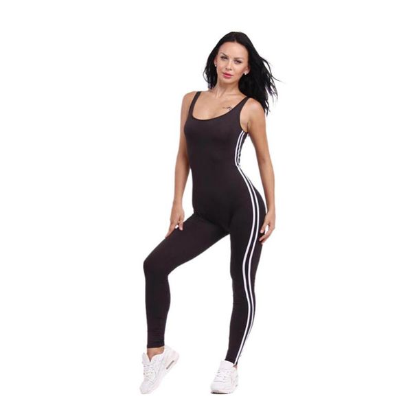 

брюки backless лето фитнес костюм без рукавов женщины 2020 спорт стиль rompers тренировки новый повседневный sexy bodysuit комбинезон, Black;white