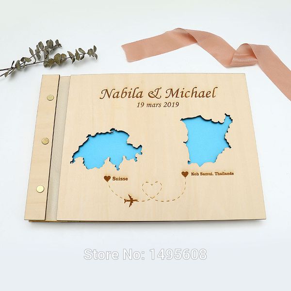 

personalize wedding map guest book,map guestbook bridesmaid shower engagement wood rustic wedding -wedding p album