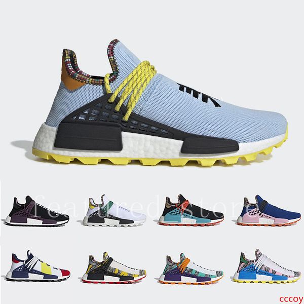 

2019 new arrival sun glow inspiratio footwear human race white core black clear sky powder blue men and women running shoes sports sneakers