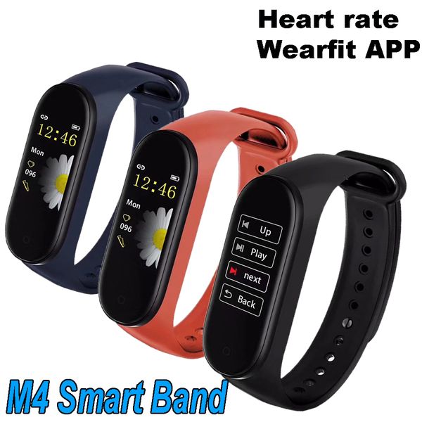 

a quality m4 smart band fitness tracker watch sport bracelet heart rate wearfit app clip-on charger