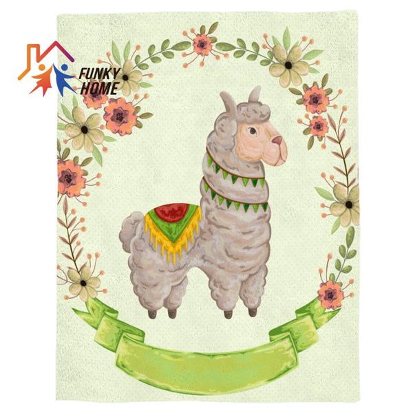 

funkyhome customized throw blanket lalma alpaca dots zoo poster printed fleece blanket for beds home textile blankets