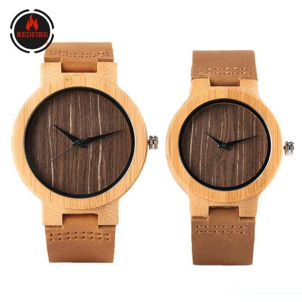 

redfire vintage brown dial wood watch пара из натуральной кожи наручные кварцевые часы lovers часы подарки лос amantes miran, Slivery;brown