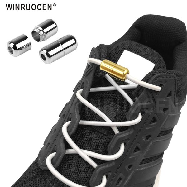 

lazy shoelaces elastic round buckle no tie shoe laces quick locking buckle shoelace kids sneaker men women 100cm cut, Black