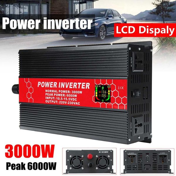 

inverter 12 to 110/220v intelligent screen 6000w p eak- modified sine wave power voltage transformer inverter converte