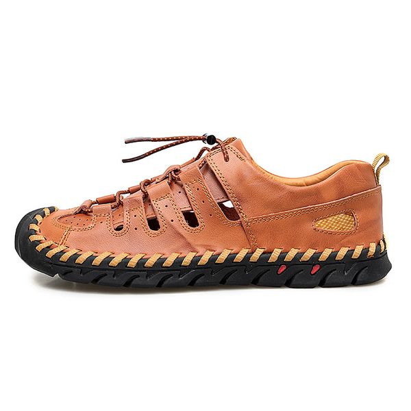 

cevabule large men's sandals summer outdoor leisure fashion trend sandals leather joker openwork leather clk-118119, Black