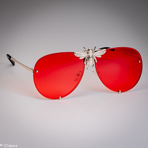 

luxary- plated bee pilot sunglasses men women perfect oversized holiday gradient colorway uv400 metal frame shades 47850, White;black