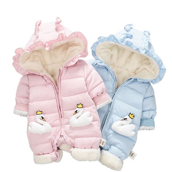 

cartoon coat baby girl winter coat romper jumpsuit zipper hooded outerwear cotton baby coat boy down jacket for girl, Blue;gray