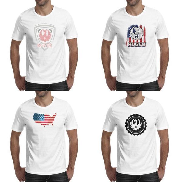 

mens ruger badge gray red fashion t shirt design cool cotton shirts humorous short sleeve tees american flag old black logo, White;black