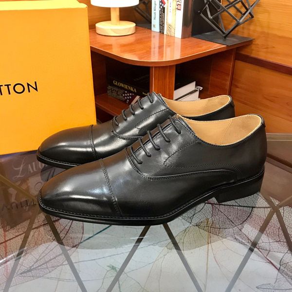 

fast shipping 2020 men's business english lace-up casual leather shoes dress shoes beef tendon sole dustproof wild models04, Black