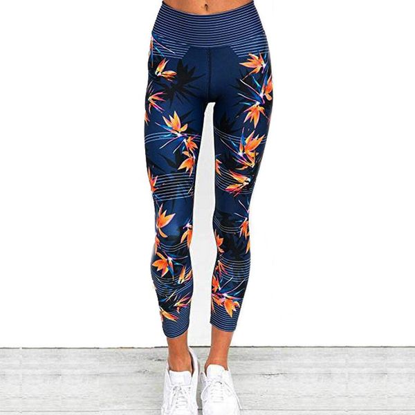 

2019 new leggings women legging printed leaves quick-drying and breathable leggings street push up pants fitness legging, Black