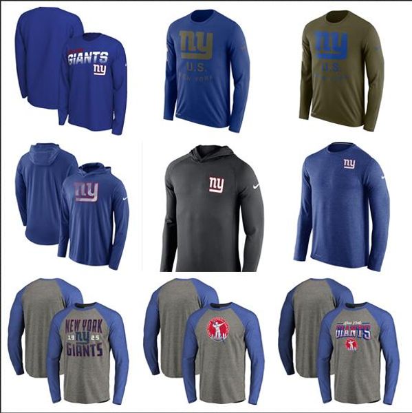 

2019 new york style men giants salute to service pro line by fanatics branded iconic color blocked long sleeve t-shirt- ovile white gra, Blue;black