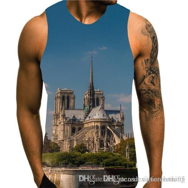 

нотр-дам де пари мужчины жилет быстрой сушки дышащий 3d printed tank tops лето running одежда мужская, White;black