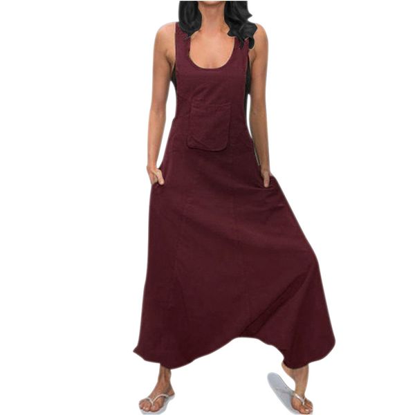 

women casual loose long jumpsuits solid strap wide leg jumpsuit tie up backless vacation macacao feminino bodysuit overalls, Black;white