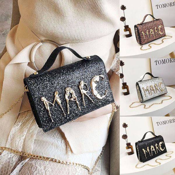 

womens pu leather sequins letter with solid zipper hasp crossbody bag shoulder bags purse hand bag