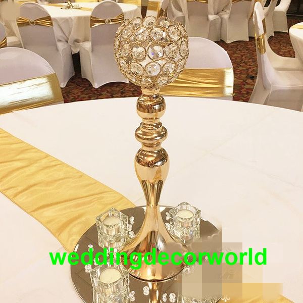 Cheap Sale Crystal Table Gold Centerpieces Event Party Decoration