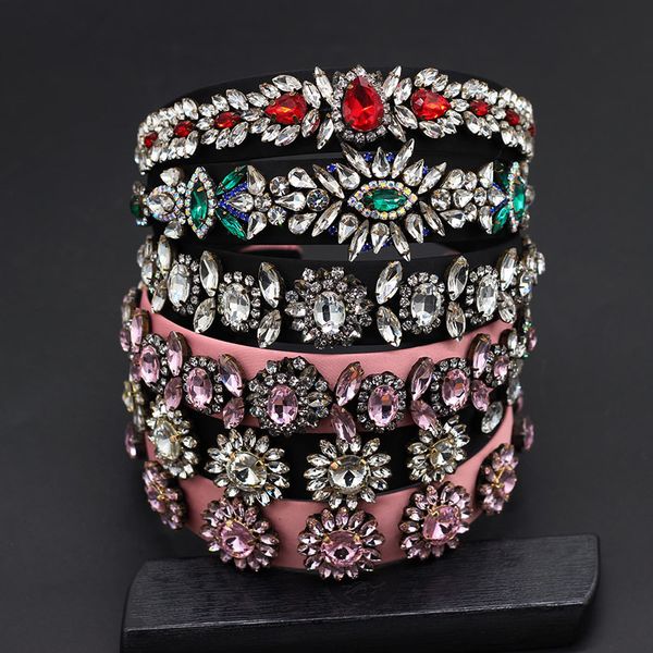 

baroque headband rhinestone luxury sun flower wild fashion bridal hair baroque headband dance street shooting wild hair 891, Golden;white