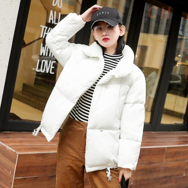 

orwindny loose short winter parkas women 2019 new winter coat female green thick warm cotton padded jacket casual wadded coat y190926, Black;white