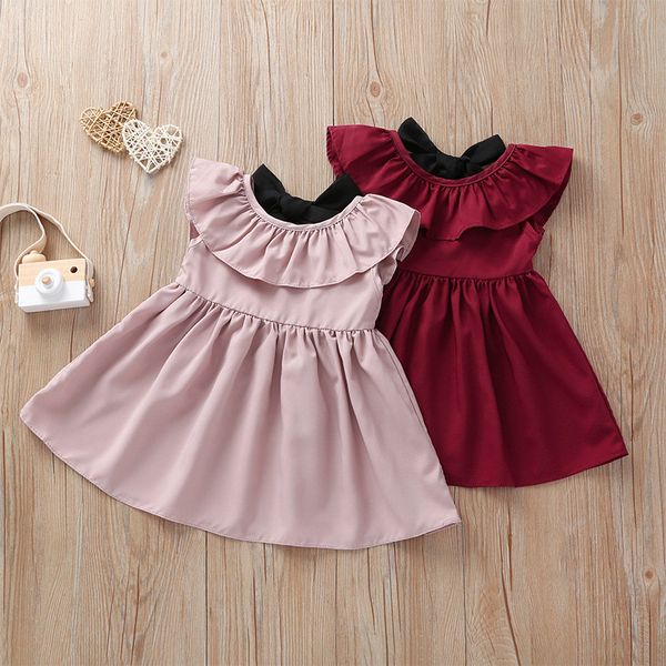 

summer girls dress korean dresses baby girl clothes solid color fashion sleeveless dress kids clothes children, Red;yellow
