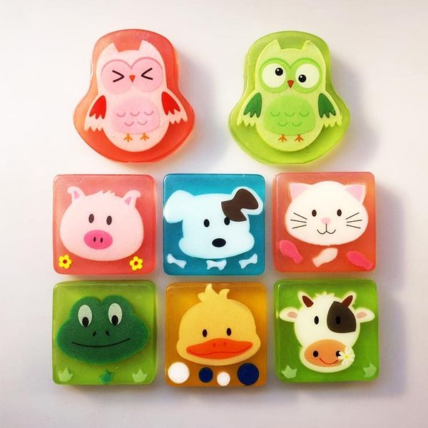 

100% natural Children cartoon Oil Handmade Soap Portable Bath Cartoon pig cat duck chicken Soap