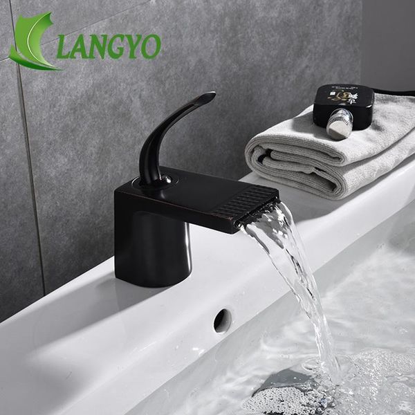 

waterfall bathroom faucet single handle water tap black chrome sink tap cold and mixer basin mixer waterfall 2018a43