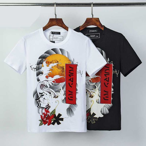 

2020 дизайнер мужской футболки вышитых моды дна рубашка летом прилив бренд с коротким рукавом мужских случайные спортивными случайные маек, White;black