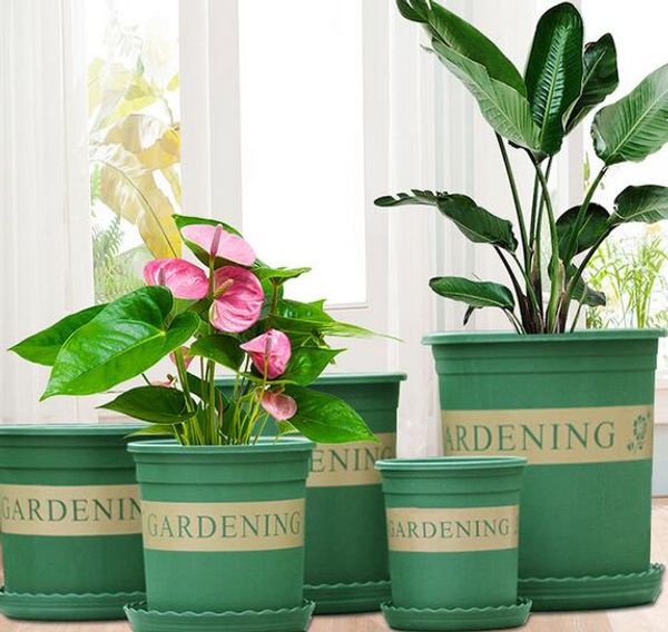 

wholesales flower pot plastic 1.5 gallon potted plant indoor fleshy green rose rose resin gallon flower pot