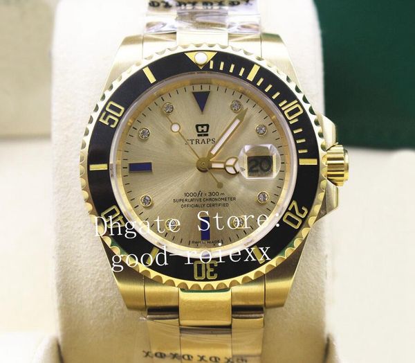 

luxury mens automatic 2813 sapphire crysta watch men champagne ceramic gold bracelet sport dive chronometer date sub luminous 116618 watches, Slivery;brown