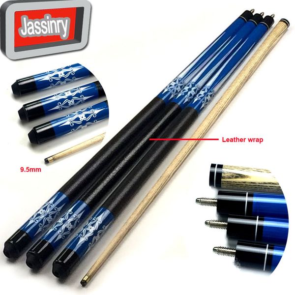 

sc005 blue snooker ball arm cues 9.5mm leather wrap rubber wood pool cues in 1/2 split joint billiards accessories