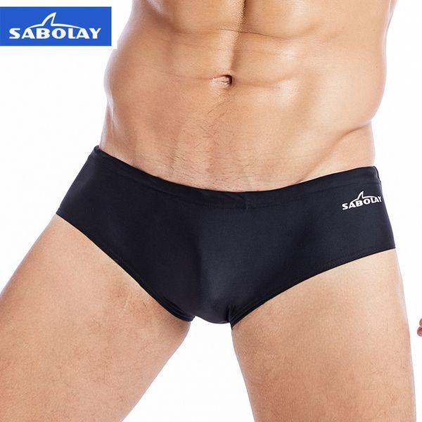 

sabolay men's black summer beach short low wait swimming briefs swimwear surf boxer brief surfing trunks swimsuit underwear