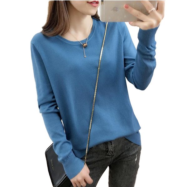 

new fashion knit sweater women autumn winter long sleeve pullover casual female o-collar solid bottoming shirt sweaters g561, White;black