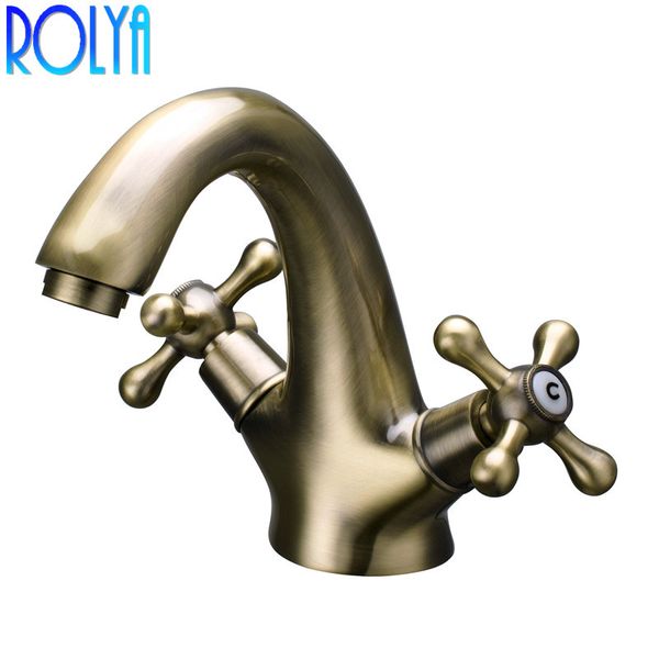 Estilo clássico Rolya Duplo alças Banheiro torneira de lavatório Toque de Ouro / Chrome / Bronze