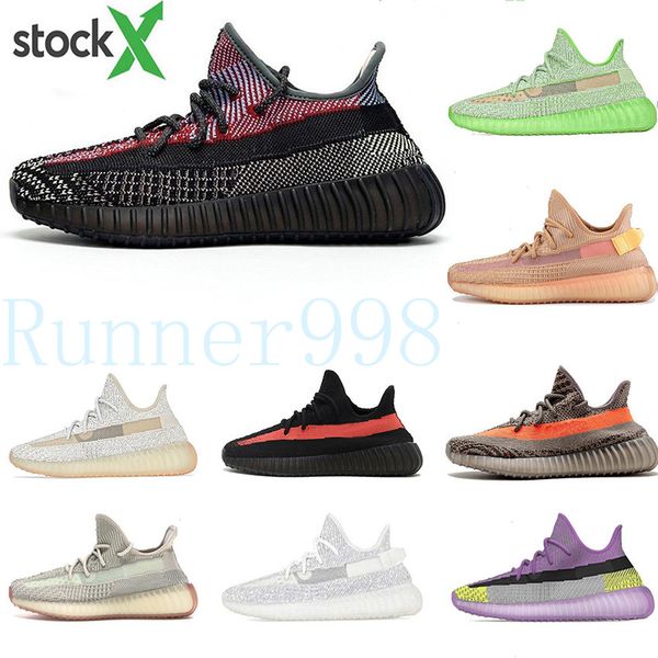 

2020 new yeehu yecheil black static 3m reflective kanye west running shoes gid glow true form clay butter men women designer sneakers 36-48