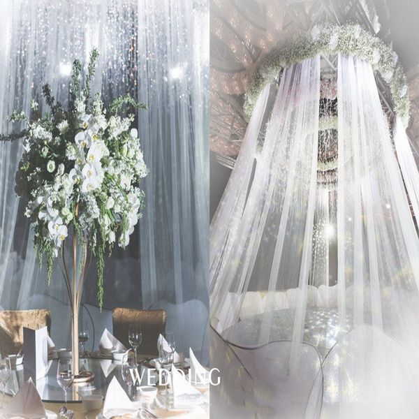 

2019 curtain snow tulle organza roll voile sheer fabric for wedding arch backdrop sashes wedding decoration