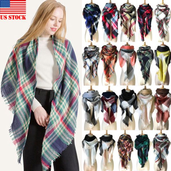 

2018 fashion womens lady winter warm scarf cashmere long wrap shawl plaid knit scarf 21 styles large shawl wrap new