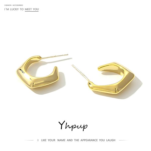 

yhpup korean minimalist metal stud earrings geometric gold earrings tiny statement fashion jewelry for women office party new, Golden;silver