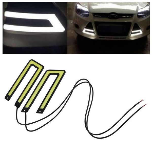

2pcs white cob led daytime running light drl headlight fog lamp dc12v car light source u shape