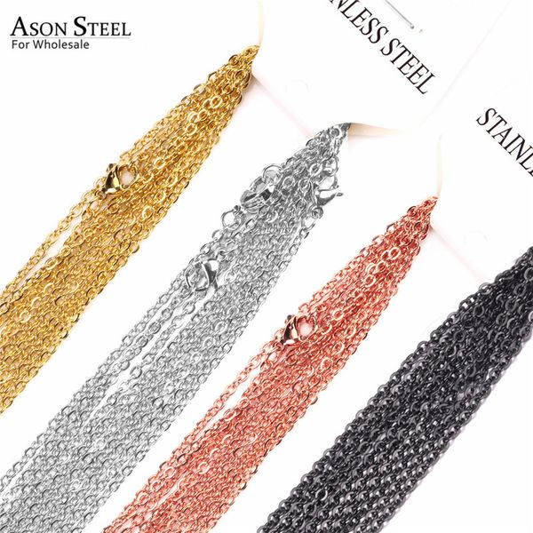 

asonsteel 10pcs/lot 2mm/1mm gold/silver cuban rolo link chain necklace for jewelry making stainless steel customized long chain