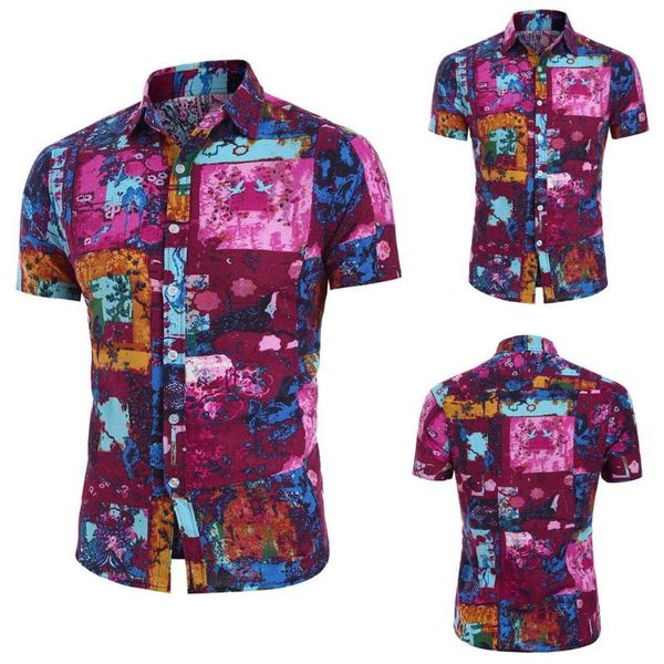 

men's summer fashion casual shirt men's hawaii printed splicing pattern casual fashion short sleeve shirt camisa masculina, White;black