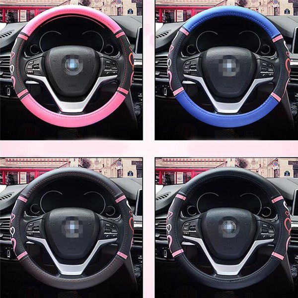

univerisal 38cm heart car steering wheel cover anti-slip cute cartoon automotive handle cover swear-resistant car handle
