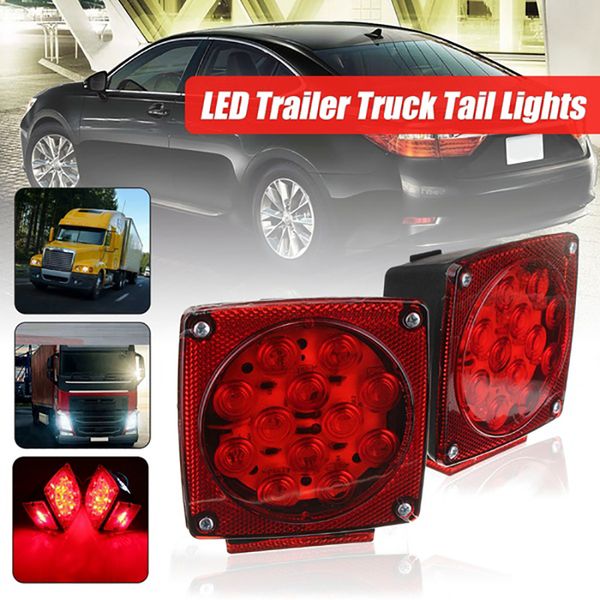 

1pcs 12v car 12led tail brake fog light red square trailer taillight truck trailer hitch super bright