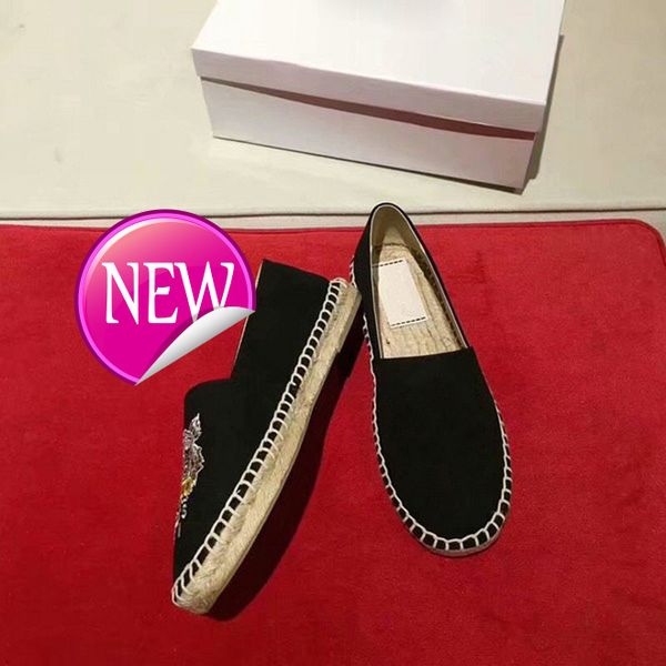 

горячая продажа модной вышитой соломы сплетенной обувь рыбака ленивых любители обуви, Black