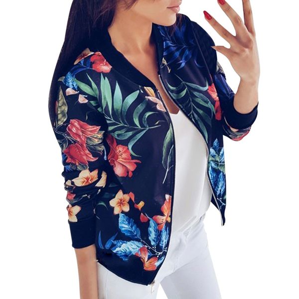 

female 2019 women's bomber jacket women ladies printing long sleeve zipper jacket outwear loose 6.26 0.5, Black;brown