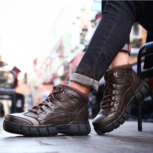 

men warm winter boots shoes outdoor men shoes lightweight comfortable boots for breathable dropshipping, Black