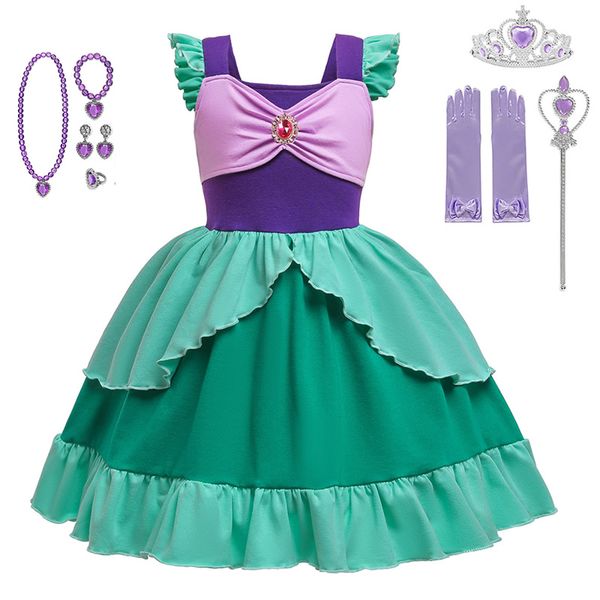 

baby girl little mermaid ariel dress toddler ruffles princess party costumes christmas gift kids role playing games clothes, Red;yellow