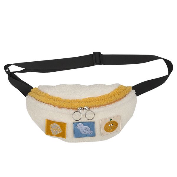 

winter new plush shoulder bag fashion design color matching embroidered chest bag crossbody bags for women bolsa feminina