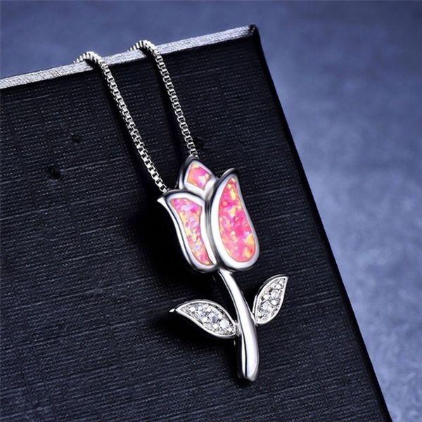 

2019 fashion simple rose romantic lady exquisite necklace charm statement pendant necklace lovers gift, Silver