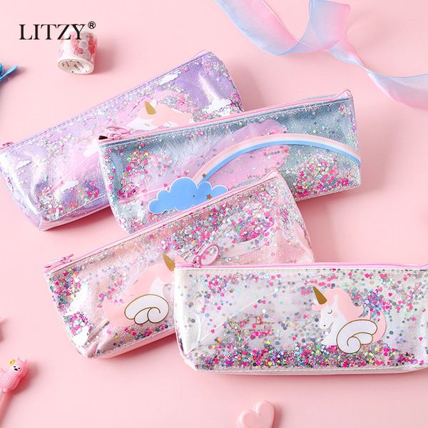 

unicorn pencil case cute kawaii sequin pencilcase school pen case supplies pencil bag school box pencils pouch stationery gift