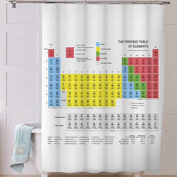 

thicken home clear print shower curtain waterproof colorful accessories modern hanging hooks included polyester periodic table