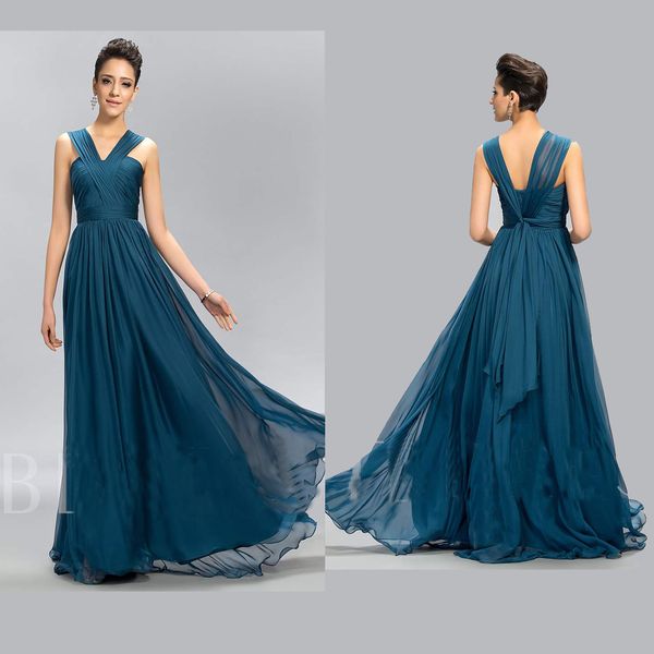 

Sexy Deep V Neck Pleats Evening Dresses 2019 A-Line Floor-Length Pleated Chiffon Flower Sleeveless Long Prom Party Dress Custom Made